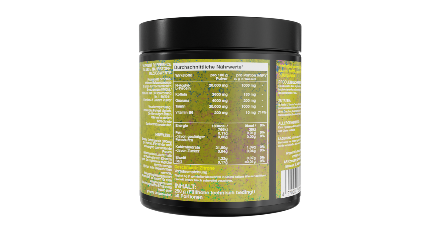 MOJOKAII Zitrone Gaming Booster – 250g (50 Portionen) – Pre Workout Energy Pulver