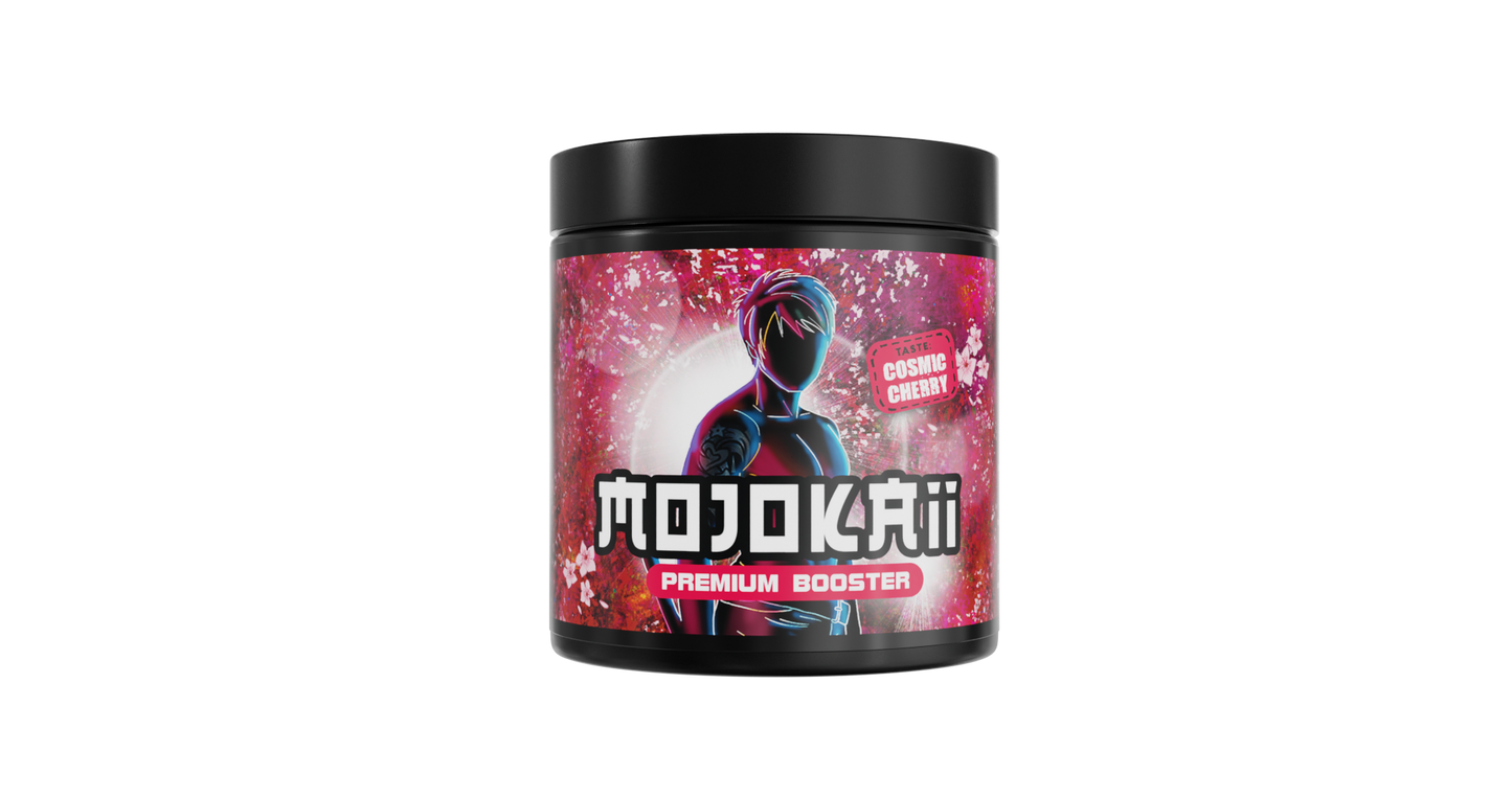 MOJOKAII Kirsche Gaming Booster – 250g (50 Portionen) – Pre Workout Energy Pulver