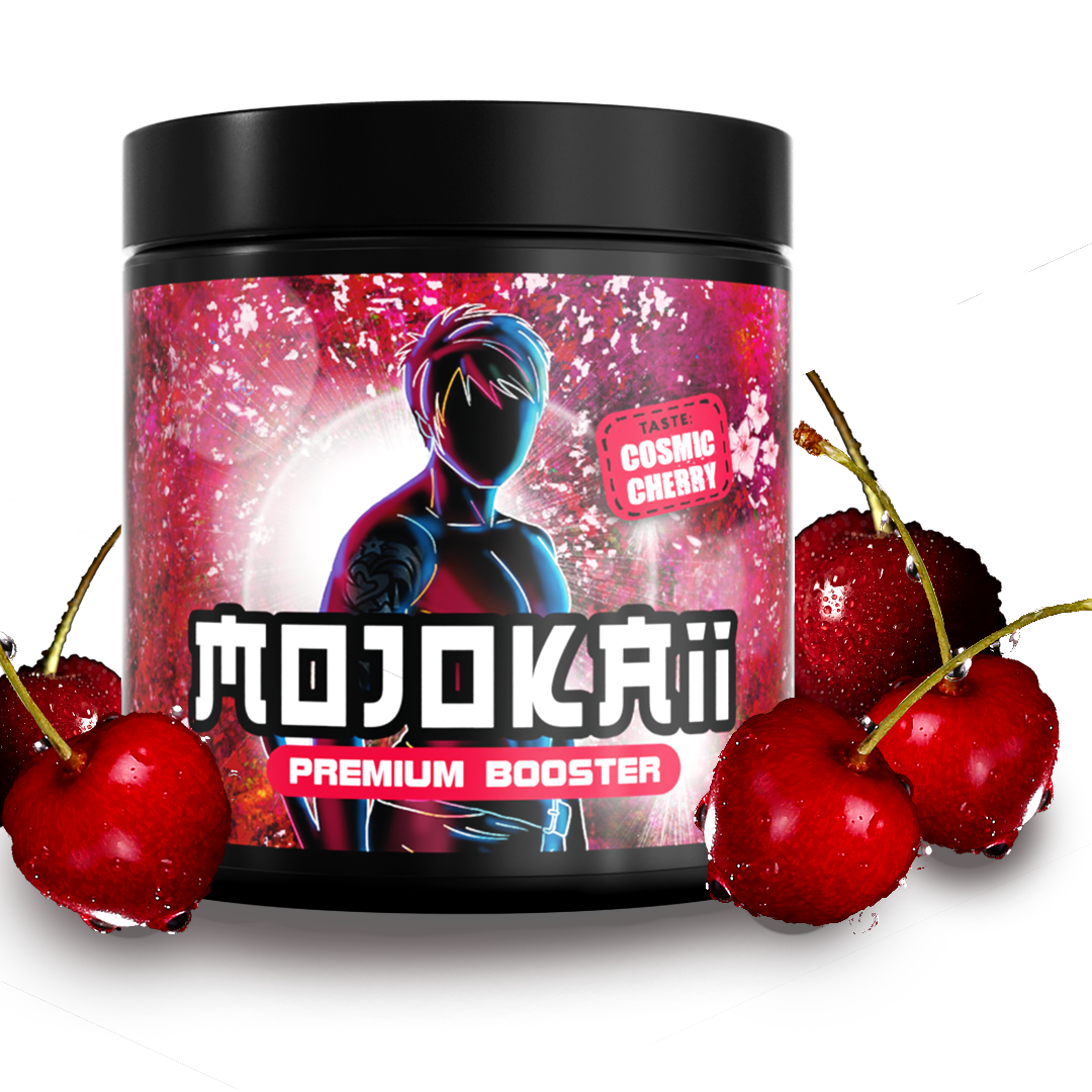 MOJOKAII Kirsche Gaming Booster – 250g (50 Portionen) – Pre Workout Energy Pulver