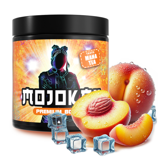 MOJOKAII Ice Tea Pfirsich Gaming Booster – 250g (50 Portionen) – Pre Workout Energy Pulver